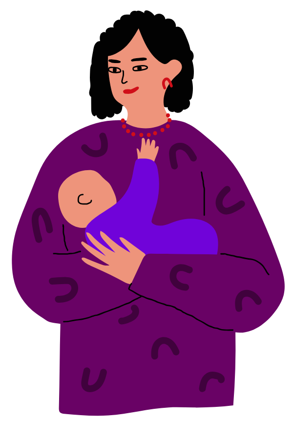 Illustration of a mother holding her baby